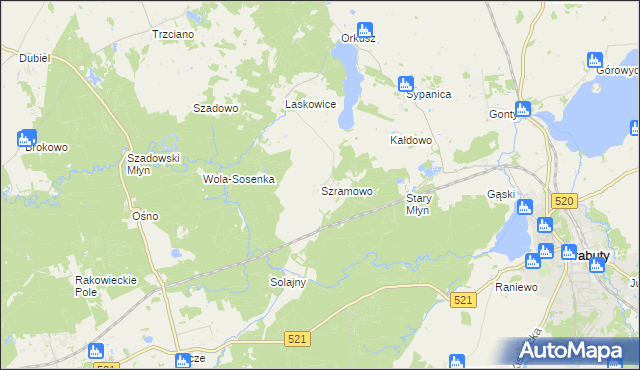 mapa Szramowo gmina Prabuty, Szramowo gmina Prabuty na mapie Targeo