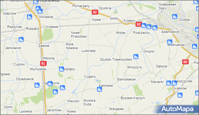 mapa Szubsk-Towarzystwo, Szubsk-Towarzystwo na mapie Targeo