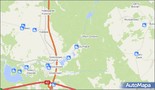 mapa Szumiąca gmina Międzyrzecz, Szumiąca gmina Międzyrzecz na mapie Targeo