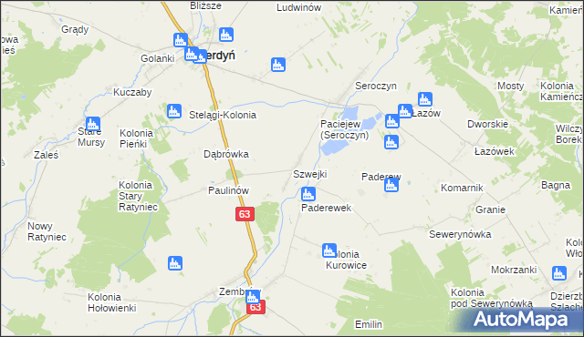 mapa Szwejki gmina Sterdyń, Szwejki gmina Sterdyń na mapie Targeo