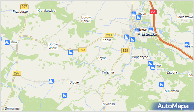 mapa Szyba gmina Nowe Miasteczko, Szyba gmina Nowe Miasteczko na mapie Targeo