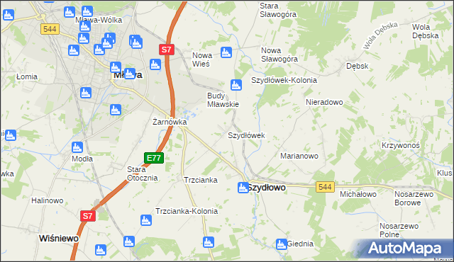 mapa Szydłówek gmina Szydłowo, Szydłówek gmina Szydłowo na mapie Targeo