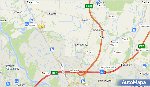 mapa Szymanów gmina Wisznia Mała, Szymanów gmina Wisznia Mała na mapie Targeo