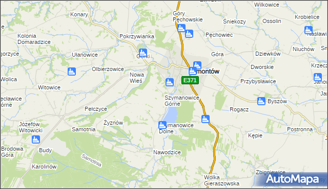 mapa Szymanowice Górne, Szymanowice Górne na mapie Targeo