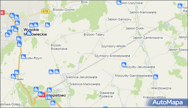 mapa Szymbory-Andrzejowięta, Szymbory-Andrzejowięta na mapie Targeo