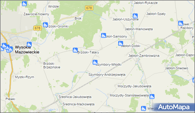 mapa Szymbory-Jakubowięta, Szymbory-Jakubowięta na mapie Targeo