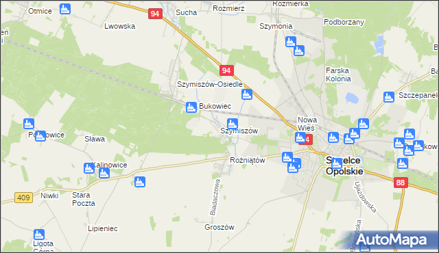 mapa Szymiszów, Szymiszów na mapie Targeo