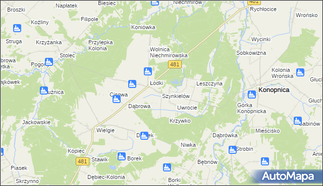 mapa Szynkielów, Szynkielów na mapie Targeo