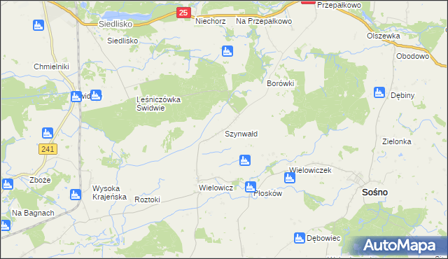 mapa Szynwałd gmina Sośno, Szynwałd gmina Sośno na mapie Targeo