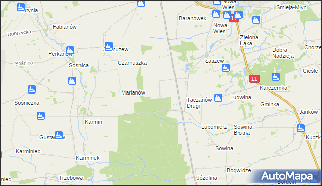 mapa Taczanów Pierwszy, Taczanów Pierwszy na mapie Targeo