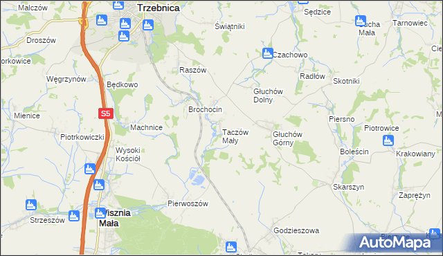 mapa Taczów Mały, Taczów Mały na mapie Targeo