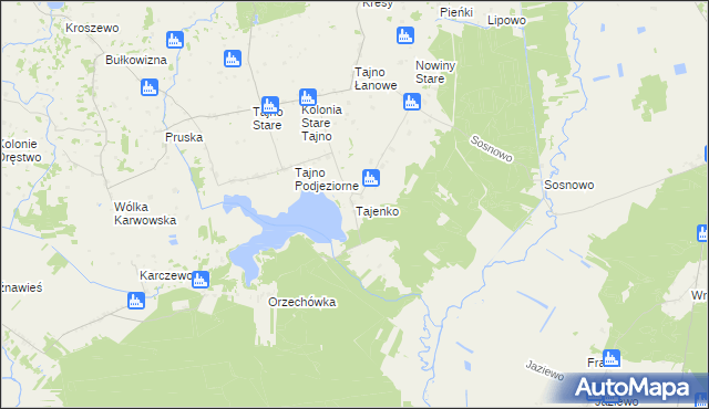 mapa Tajenko, Tajenko na mapie Targeo