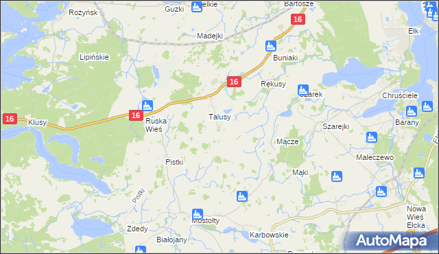 mapa Talusy Osada, Talusy Osada na mapie Targeo