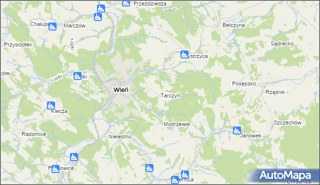 mapa Tarczyn gmina Wleń, Tarczyn gmina Wleń na mapie Targeo