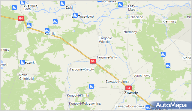 mapa Targonie-Wity, Targonie-Wity na mapie Targeo