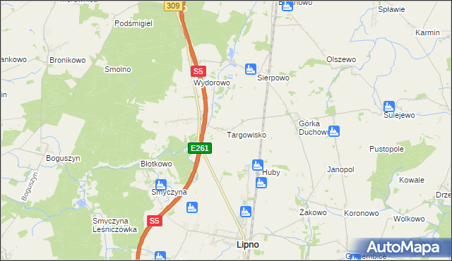 mapa Targowisko gmina Lipno, Targowisko gmina Lipno na mapie Targeo