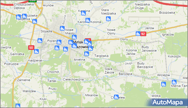 mapa Targówka gmina Mińsk Mazowiecki, Targówka gmina Mińsk Mazowiecki na mapie Targeo