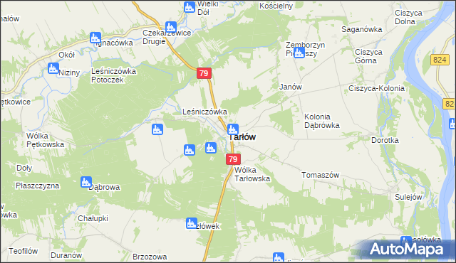 mapa Tarłów, Tarłów na mapie Targeo