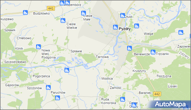 mapa Tarnowa gmina Pyzdry, Tarnowa gmina Pyzdry na mapie Targeo