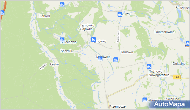 mapa Tarnowiec gmina Goleniów, Tarnowiec gmina Goleniów na mapie Targeo