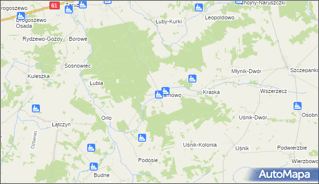 mapa Tarnowo gmina Miastkowo, Tarnowo gmina Miastkowo na mapie Targeo