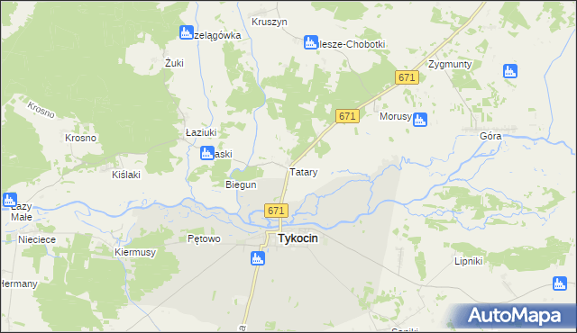mapa Tatary gmina Tykocin, Tatary gmina Tykocin na mapie Targeo