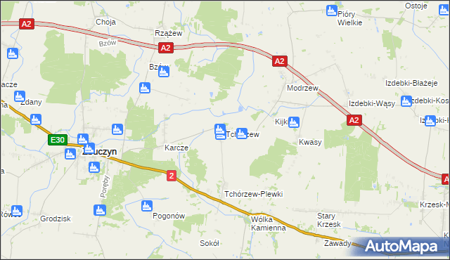 mapa Tchórzew gmina Zbuczyn, Tchórzew gmina Zbuczyn na mapie Targeo