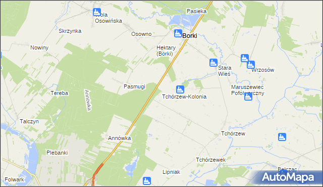 mapa Tchórzew-Kolonia, Tchórzew-Kolonia na mapie Targeo