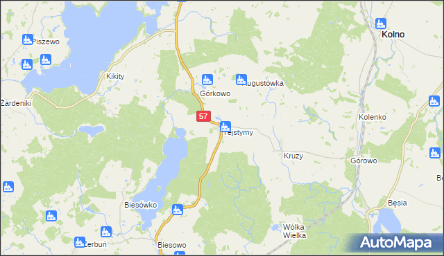 mapa Tejstymy, Tejstymy na mapie Targeo