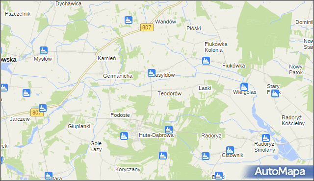 mapa Teodorów gmina Krzywda, Teodorów gmina Krzywda na mapie Targeo