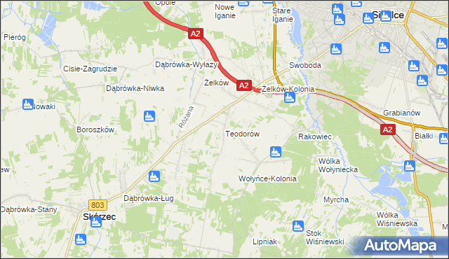 mapa Teodorów gmina Skórzec, Teodorów gmina Skórzec na mapie Targeo