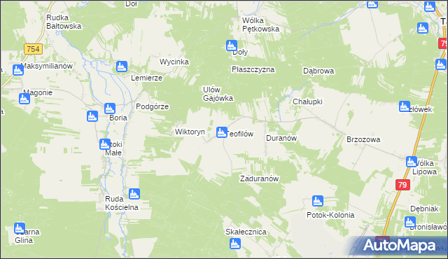 mapa Teofilów gmina Tarłów, Teofilów gmina Tarłów na mapie Targeo