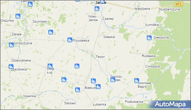 mapa Teolin gmina Janów, Teolin gmina Janów na mapie Targeo