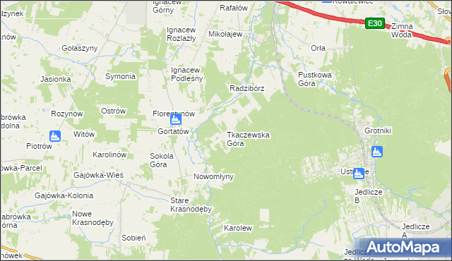 mapa Tkaczewska Góra, Tkaczewska Góra na mapie Targeo