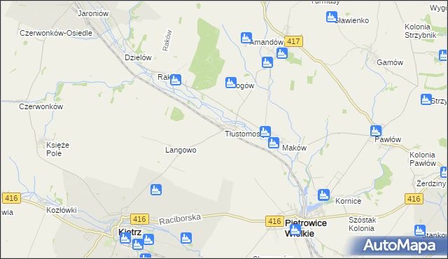 mapa Tłustomosty, Tłustomosty na mapie Targeo