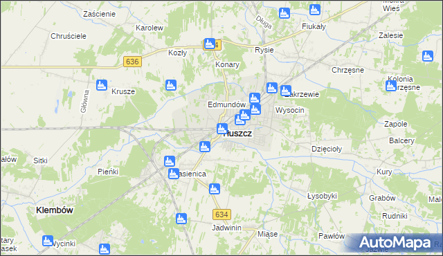 mapa Tłuszcz powiat wołomiński, Tłuszcz powiat wołomiński na mapie Targeo