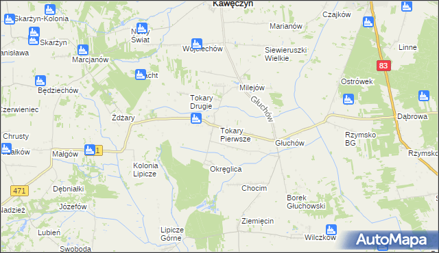 mapa Tokary Pierwsze, Tokary Pierwsze na mapie Targeo
