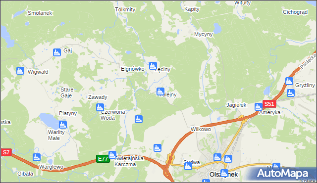 mapa Tolejny, Tolejny na mapie Targeo