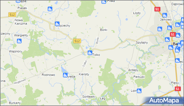 mapa Tolko, Tolko na mapie Targeo