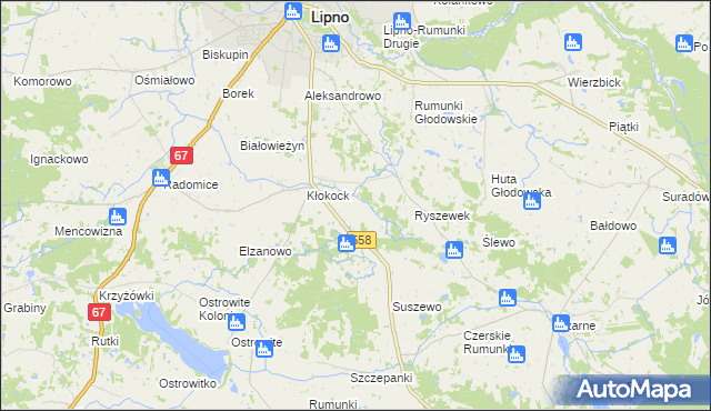 mapa Tomaszewo gmina Lipno, Tomaszewo gmina Lipno na mapie Targeo