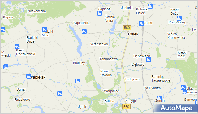 mapa Tomaszewo gmina Osiek, Tomaszewo gmina Osiek na mapie Targeo