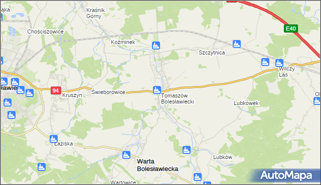 mapa Tomaszów Bolesławiecki, Tomaszów Bolesławiecki na mapie Targeo