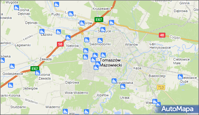 mapa Tomaszów Mazowiecki, Tomaszów Mazowiecki na mapie Targeo