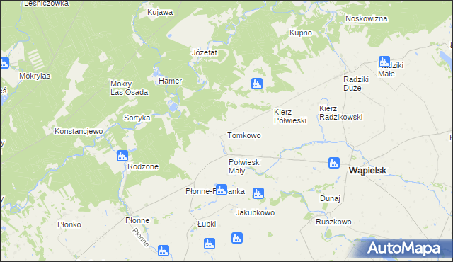 mapa Tomkowo, Tomkowo na mapie Targeo
