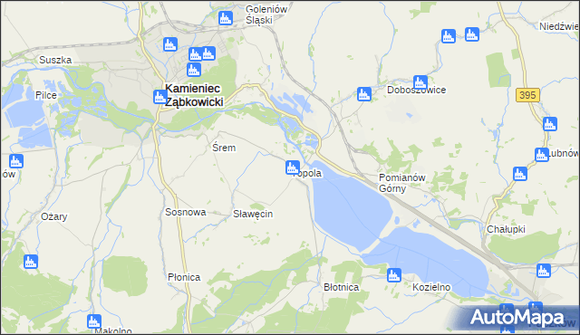 mapa Topola gmina Kamieniec Ząbkowicki, Topola gmina Kamieniec Ząbkowicki na mapie Targeo