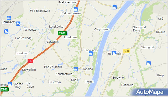 mapa Topolinek gmina Świecie, Topolinek gmina Świecie na mapie Targeo