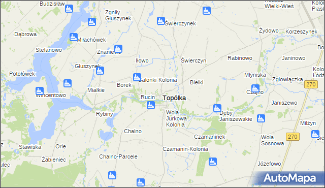 mapa Topólka powiat radziejowski, Topólka powiat radziejowski na mapie Targeo