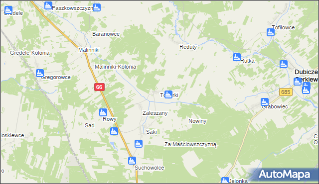 mapa Toporki, Toporki na mapie Targeo