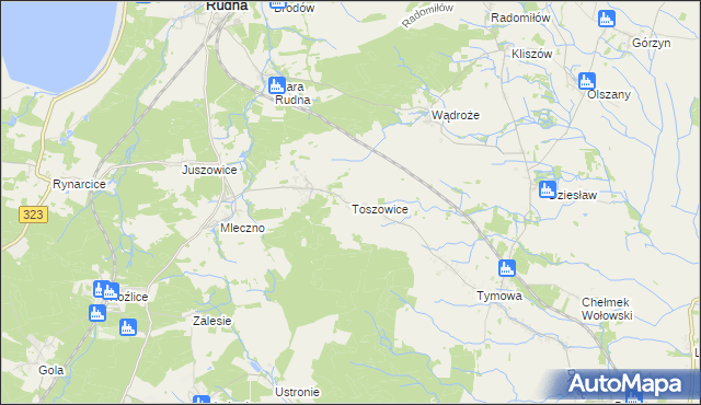 mapa Toszowice, Toszowice na mapie Targeo