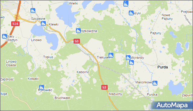 mapa Trękusek, Trękusek na mapie Targeo